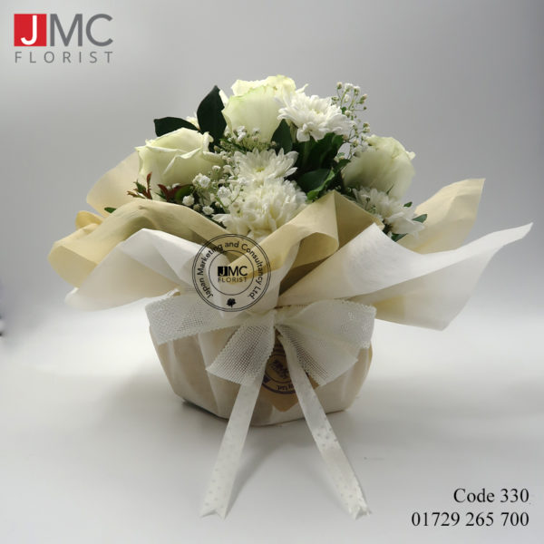 White Elegant Flower Basket- JMC Florist 330 c