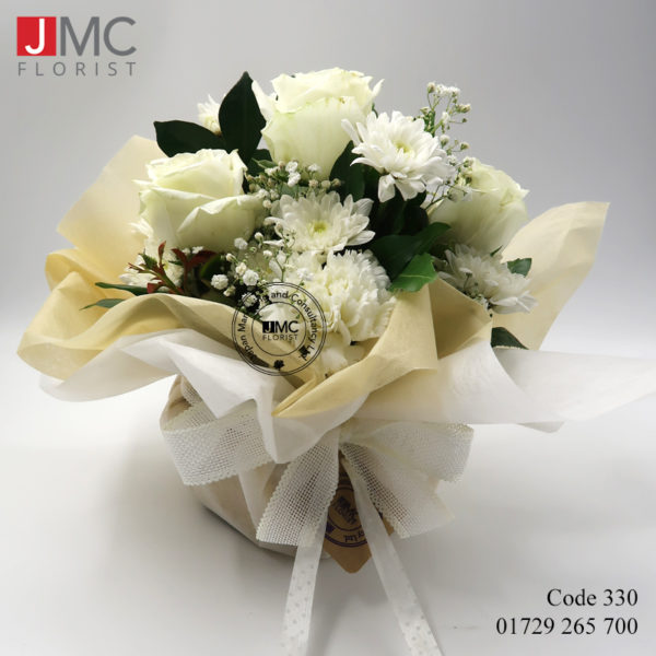 White Elegant Flower Basket- JMC Florist 330 b