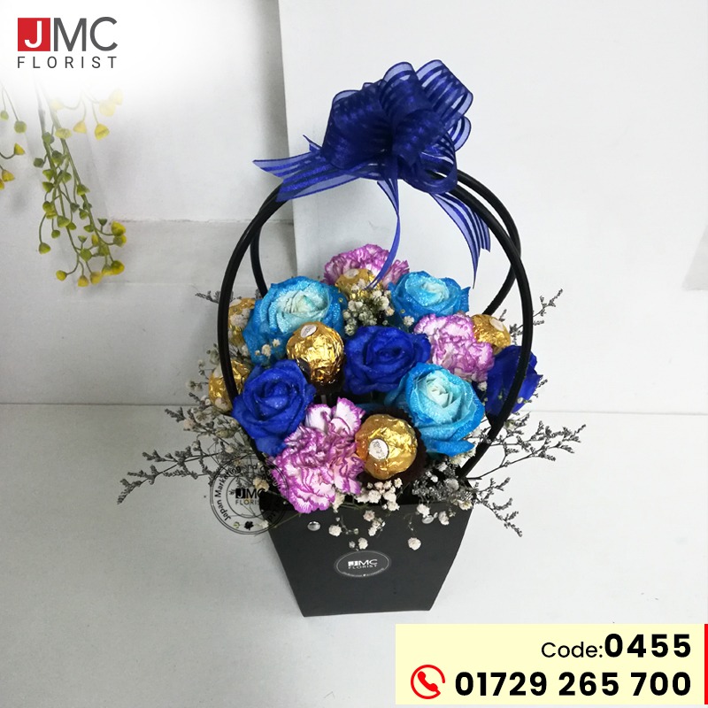 Blue Chocolate basket-JMC Florist 0455